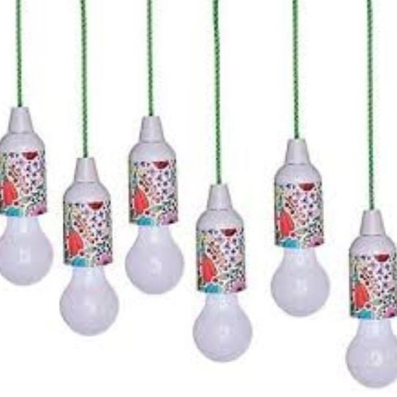 Hanging String LED Pull Lights 6-pack Indoor/Outdoor Remote, Floral Design - Picture 1 of 5